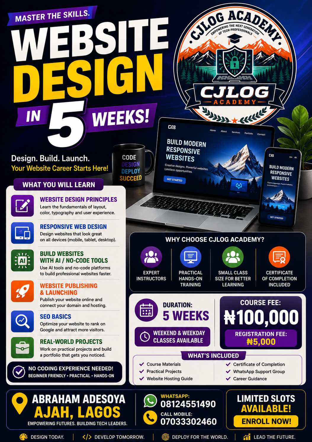 Website Design in 5 Weeks flyer