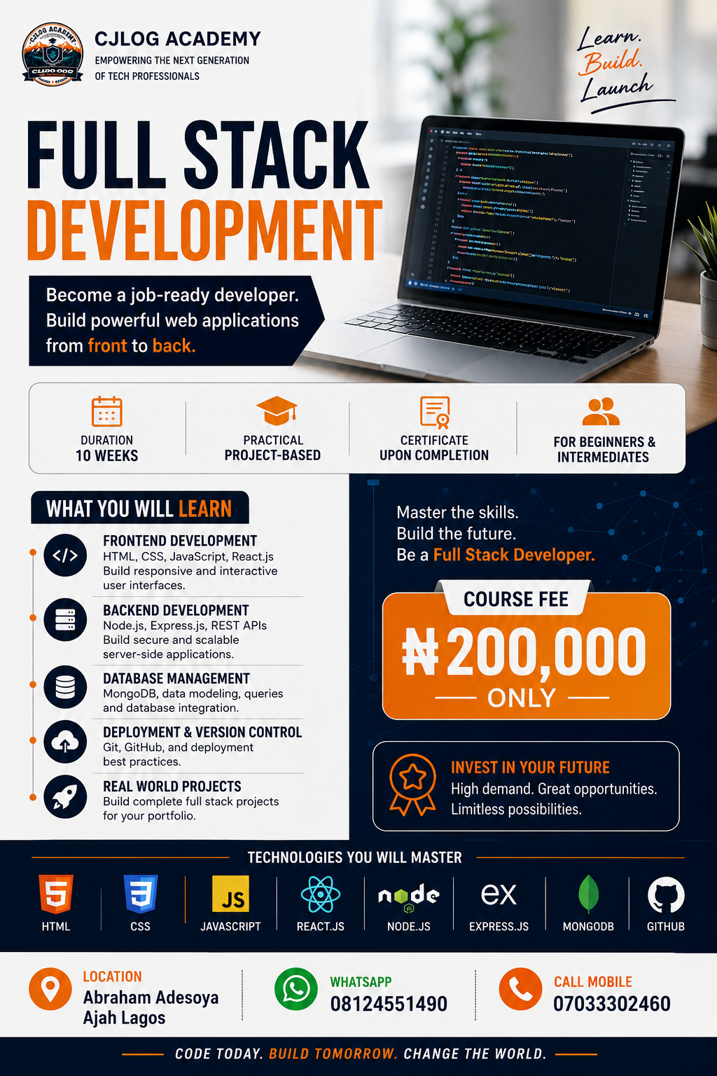 Full Stack Web Development flyer